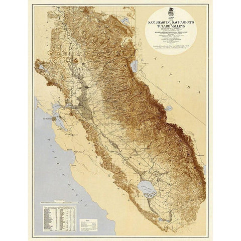 San Joaquin, Tulare Valleys California Black Modern Wood Framed Art Print with Double Matting by US War Dept