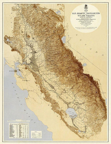 San Joaquin, Tulare Valleys California White Modern Wood Framed Art Print with Double Matting by US War Dept