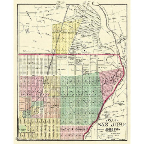 San Jose, 2ndWard California Landowner Gold Ornate Wood Framed Art Print with Double Matting by Thompson