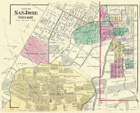 San Jose, 4th Ward California Landowner Black Ornate Wood Framed Art Print with Double Matting by Thompson