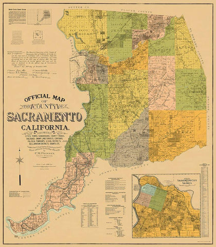 Sacramento California Landowner - Phinney 1911 Black Ornate Wood Framed Art Print with Double Matting by Phinney