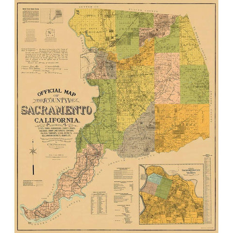 Sacramento California Landowner - Phinney 1911 Black Modern Wood Framed Art Print by Phinney