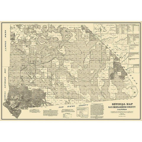 San Bernardino California - Beasley 1892 Black Modern Wood Framed Art Print with Double Matting by Beasley