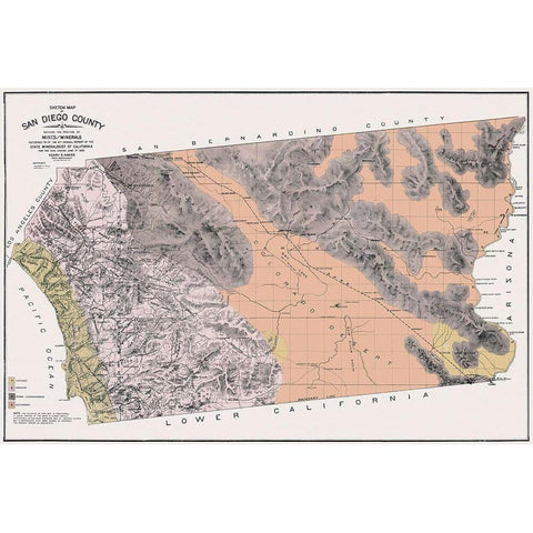 San Diego California - Hanks 1886 White Modern Wood Framed Art Print by Hanks