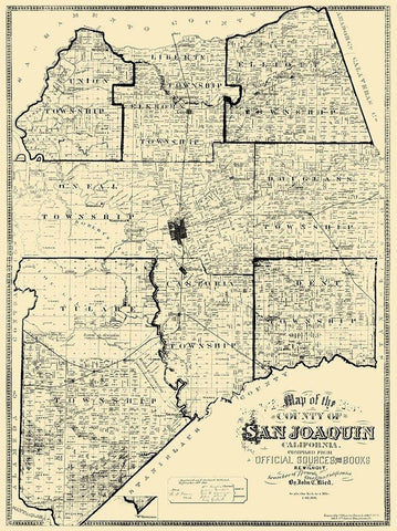 San Joaquin California Landowner - Reid 1883 White Modern Wood Framed Art Print with Double Matting by Reid