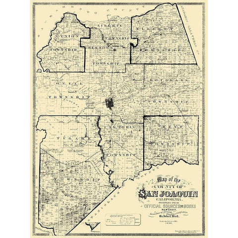 San Joaquin California Landowner - Reid 1883 Black Modern Wood Framed Art Print by Reid