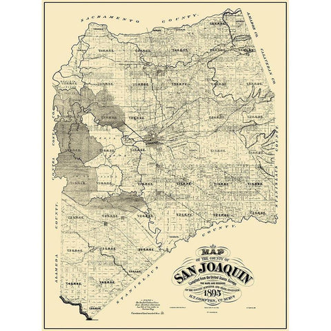 San Joaquin California Landowner - Compton 1895 White Modern Wood Framed Art Print by Compton