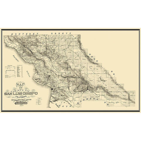 San Luis Obispo California - Henderson 1890 Black Modern Wood Framed Art Print with Double Matting by Henderson