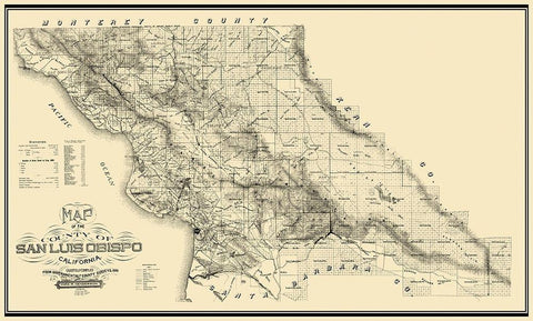 San Luis Obispo California - Henderson 1890 Black Ornate Wood Framed Art Print with Double Matting by Henderson