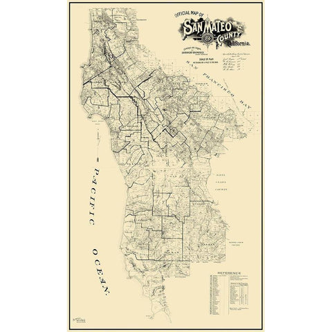San Mateo California Landowner - Bromfield 1894 Gold Ornate Wood Framed Art Print with Double Matting by Bromfield