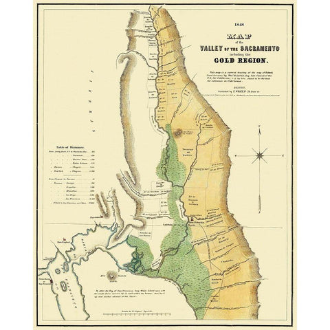Sacramento Valley Gold Region California Black Modern Wood Framed Art Print with Double Matting by Wiley