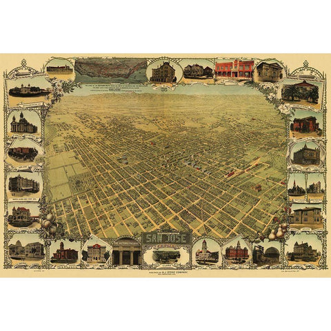 San Jose California - Stone 1901 White Modern Wood Framed Art Print by Stone