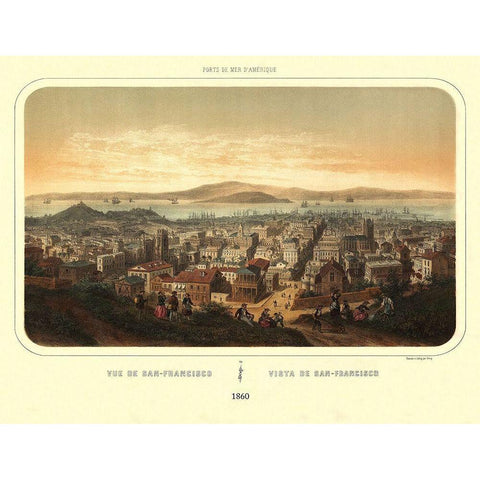 San Francisco California - Deroy 1860 Black Modern Wood Framed Art Print by Deroy