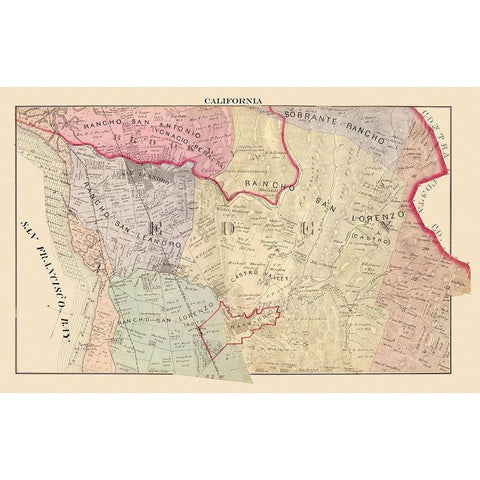 San Leandro, San Lorenzo California Landowner Black Modern Wood Framed Art Print by Thompson