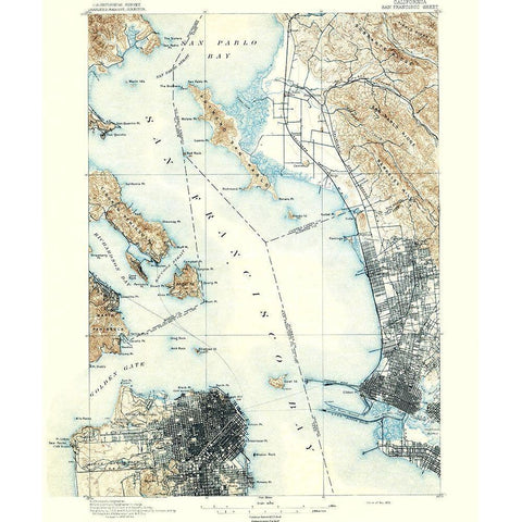 San Francisco California Sheet - USGS 1895 White Modern Wood Framed Art Print by USGS