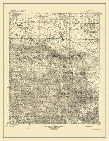 San Gorgonio California Quad - USGS 1902 White Modern Wood Framed Art Print with Double Matting by USGS