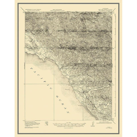 San Simeon California Quad - USGS 1919 White Modern Wood Framed Art Print by USGS