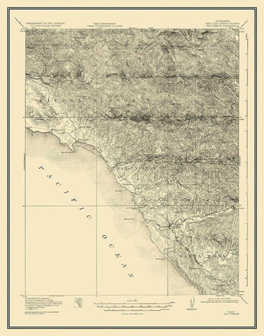 San Simeon California Quad - USGS 1919 Black Ornate Wood Framed Art Print with Double Matting by USGS