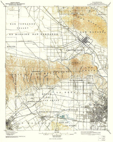 Santa Monica California Quad - USGS 1893 White Modern Wood Framed Art Print with Double Matting by USGS