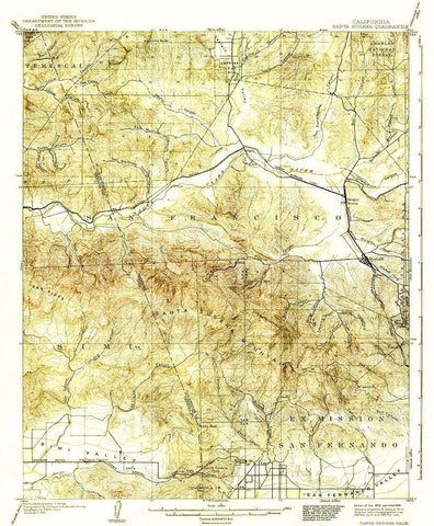 Santa Susana California Quad - USGS 1903 White Modern Wood Framed Art Print with Double Matting by USGS