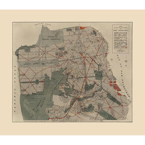 San Francisco California - Burnham 1905 White Modern Wood Framed Art Print by Burnham