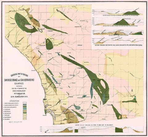 Southern Counties California Geological Black Ornate Wood Framed Art Print with Double Matting by Fairbanks