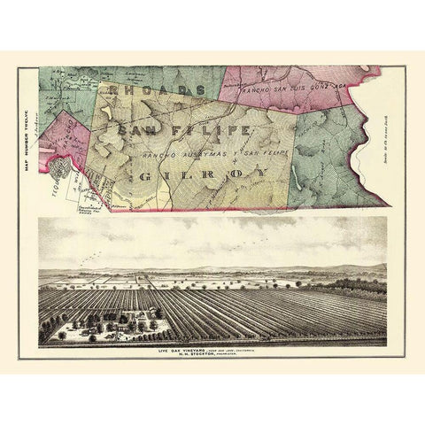 Rhoads San Felipe Gilroy California Landowner Gold Ornate Wood Framed Art Print with Double Matting by Thompson