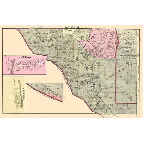 Santa Clara West Central California Landowner Black Modern Wood Framed Art Print with Double Matting by Thomas