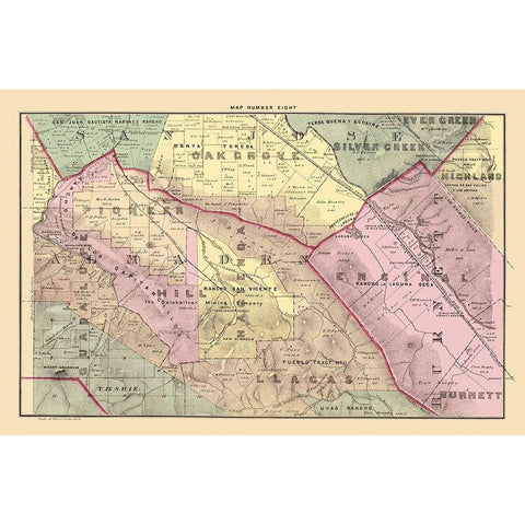Santa Clara West Central California Landowner White Modern Wood Framed Art Print by Thomas