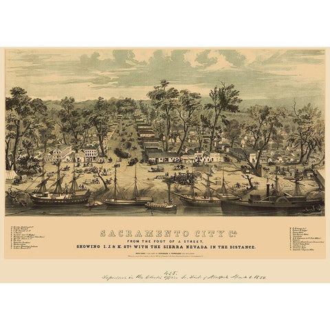 Sacramento California - Stringer 1850 Black Modern Wood Framed Art Print by Stringer