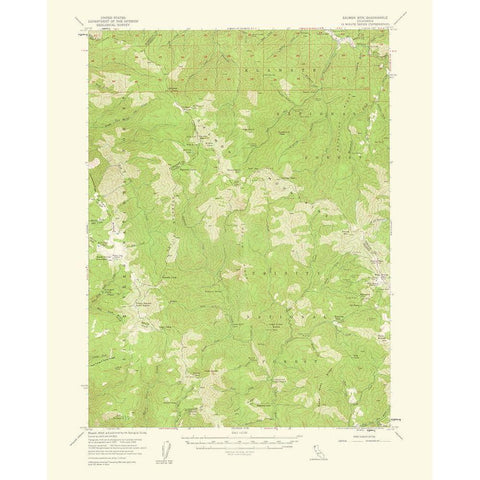 Salmon Mountains California Quad - USGS 1961 Black Modern Wood Framed Art Print with Double Matting by USGS