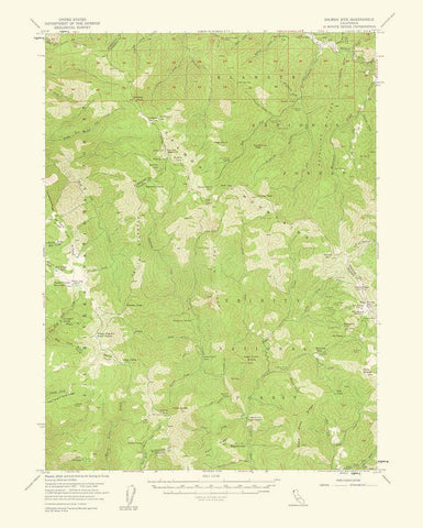 Salmon Mountains California Quad - USGS 1961 White Modern Wood Framed Art Print with Double Matting by USGS