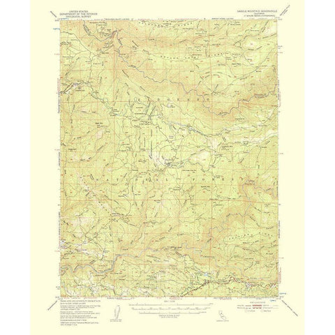 Saddle Mountains California Quad - USGS 1956 Gold Ornate Wood Framed Art Print with Double Matting by USGS