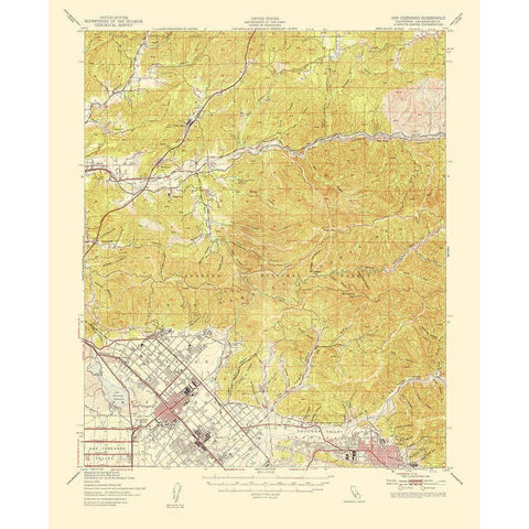 San Fernando California Quad - USGS 1955 Gold Ornate Wood Framed Art Print with Double Matting by USGS