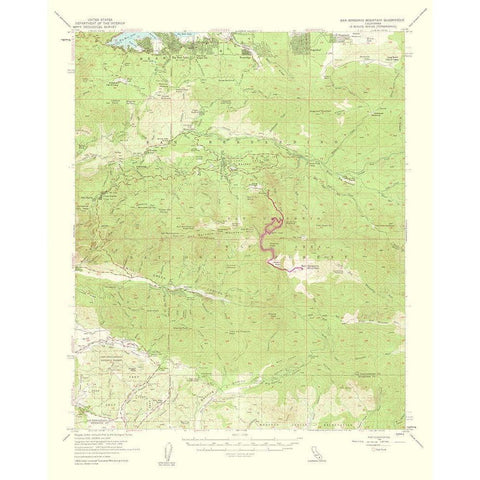 San Gorgonio Mountains California Quad - USGS 1963 White Modern Wood Framed Art Print by USGS