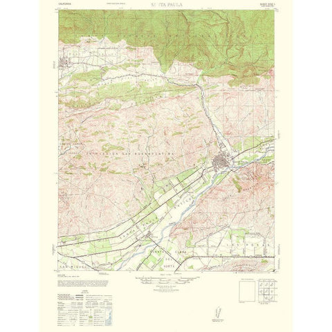 Santa Paula California Quad - USGS 1964 White Modern Wood Framed Art Print by USGS