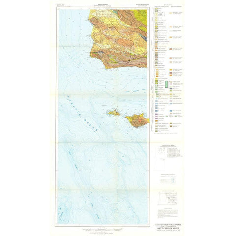 Santa Maria Sheet California Mines - Jennings 1955 Black Modern Wood Framed Art Print with Double Matting by Jennings