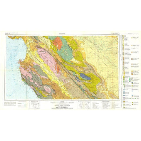 Santa Cruz Sheet California Mines - Jennings 1955 Black Modern Wood Framed Art Print with Double Matting by Jennings