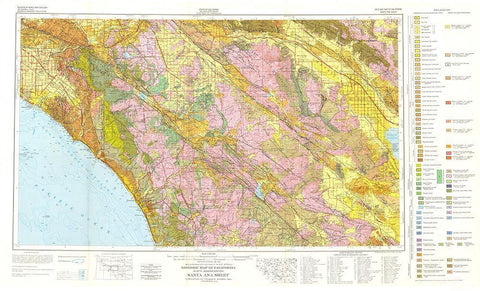 Santa Ana Sheet California Mines - Rogers 1958 White Modern Wood Framed Art Print with Double Matting by Rogers
