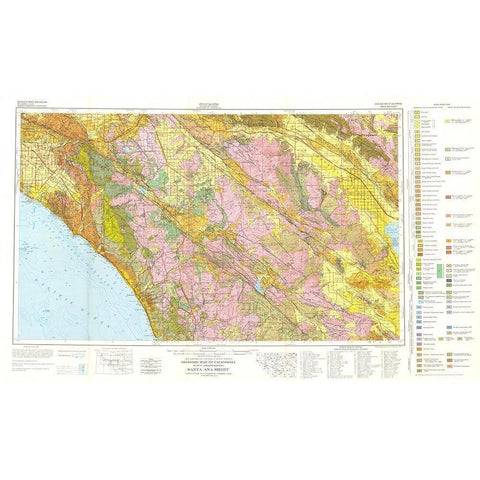 Santa Ana Sheet California Mines - Rogers 1958 Black Modern Wood Framed Art Print with Double Matting by Rogers