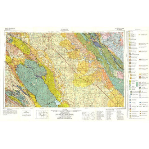 San Jose Sheet California Mines - Rogers 1962 Black Modern Wood Framed Art Print with Double Matting by Rogers