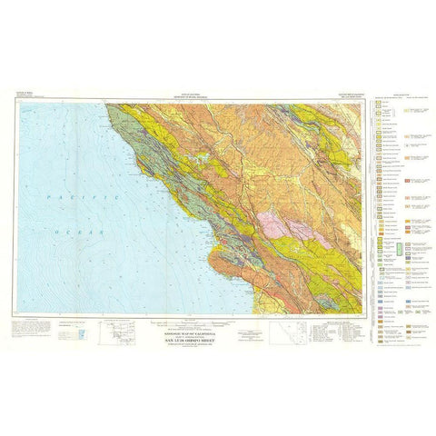 San Luis Obispo Sheet California Mines White Modern Wood Framed Art Print by Jennings