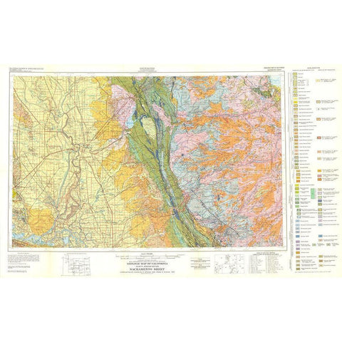 Sacramento Sheet California Mines - Strand 1961 Gold Ornate Wood Framed Art Print with Double Matting by Strand