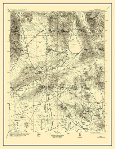 Searles Lake California Quad - USGS 1915 Black Ornate Wood Framed Art Print with Double Matting by USGS