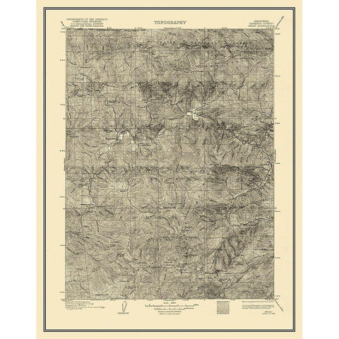 Seiad California Quad - USGS 1922 Black Modern Wood Framed Art Print with Double Matting by USGS