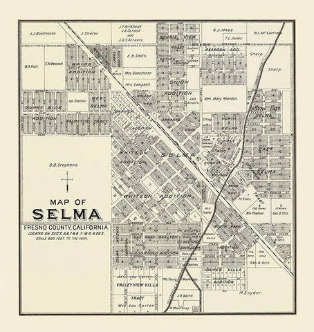 Selma California Landowner - Thomas 1892 Black Ornate Wood Framed Art Print with Double Matting by Thomas