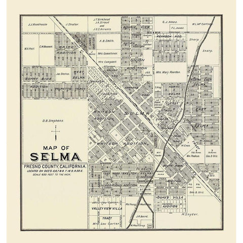 Selma California Landowner - Thomas 1892 Black Modern Wood Framed Art Print with Double Matting by Thomas