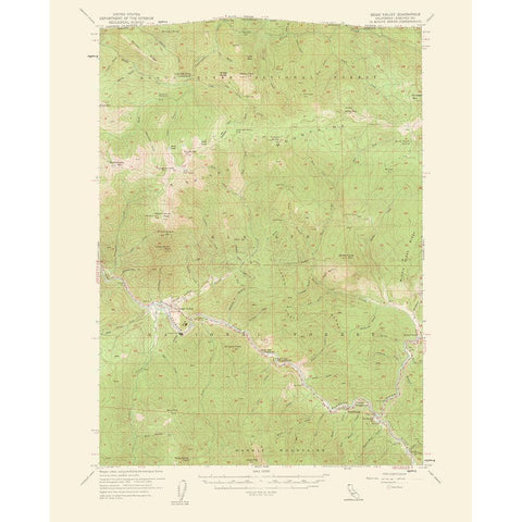 Seiad Valley California Quad - USGS 1962 White Modern Wood Framed Art Print by USGS