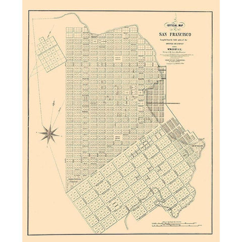 San Francisco California - Eddy 1849  Black Modern Wood Framed Art Print by Eddy