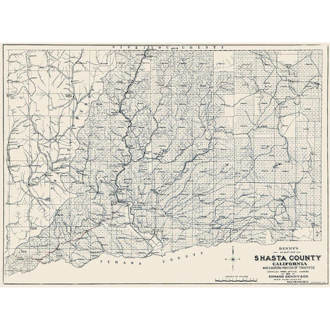 Shasta California - Denny 1904 Black Modern Wood Framed Art Print by Denny